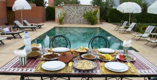 Lunch by the pool at the villa